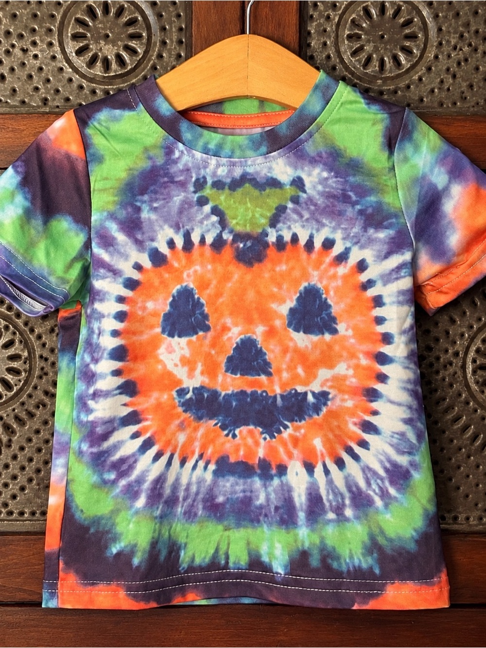 Girls Tie Dye Short Sleeve Orange Pumpkin Shirt New With Tags Boutique Halloween